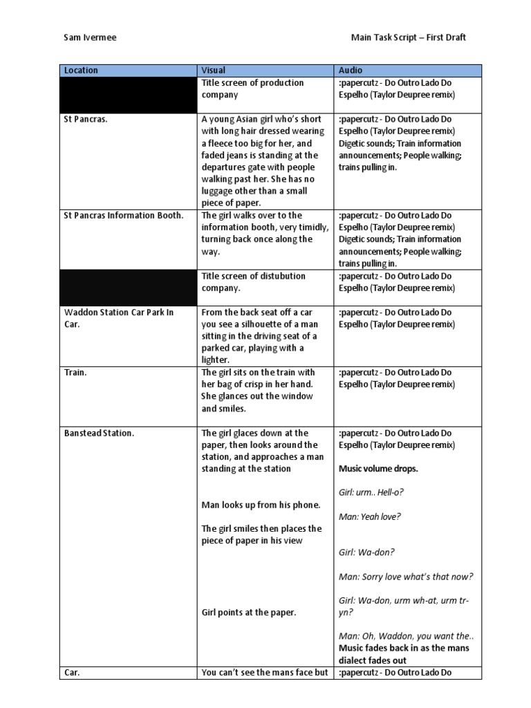 Script Draft 3.5 | PDF | Leisure