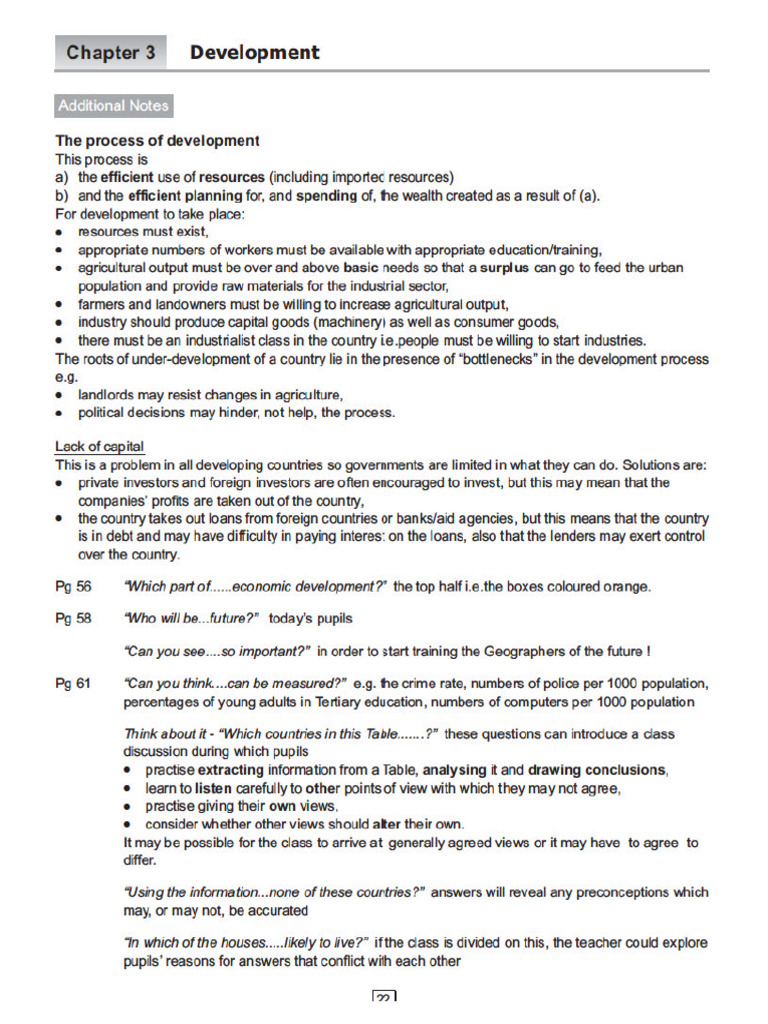 Class 8 Geography Notes Development | PDF