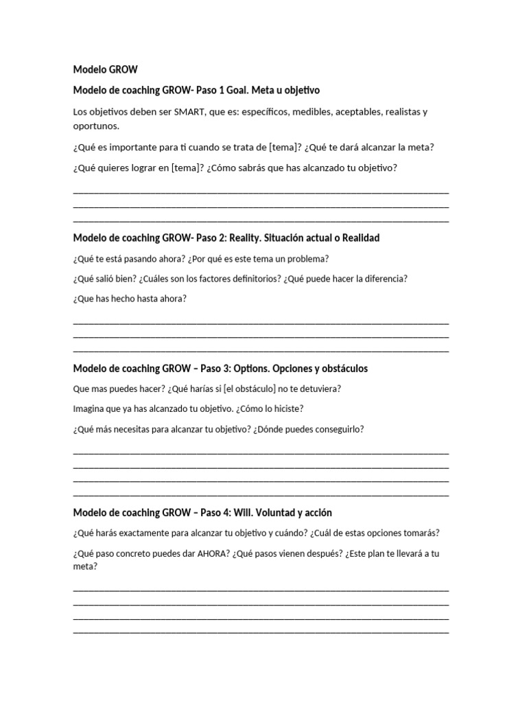 Guía del Modelo GROW en Coaching | PDF