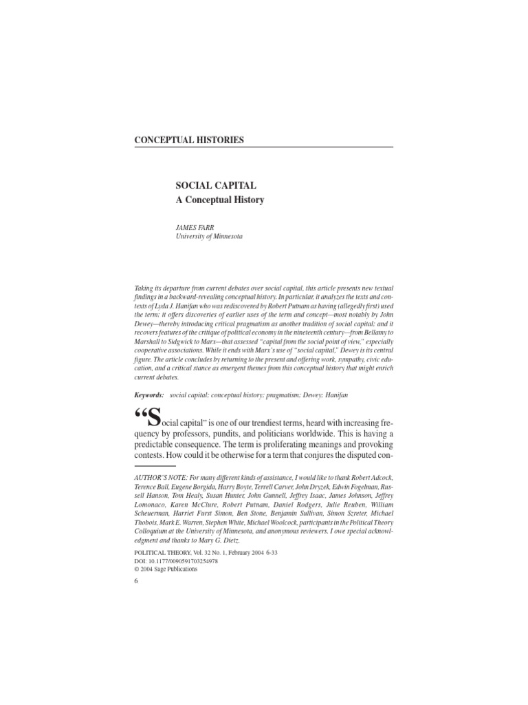 Conceptual History of Social Capital | PDF | Social Capital | John Dewey