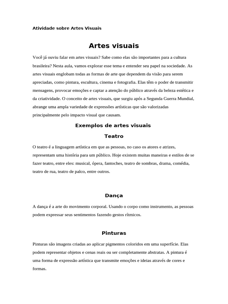 Importância das Artes Visuais na Cultura | PDF