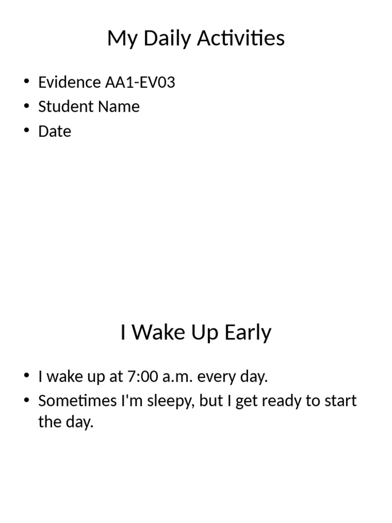 Daily Activities Presentation en | PDF