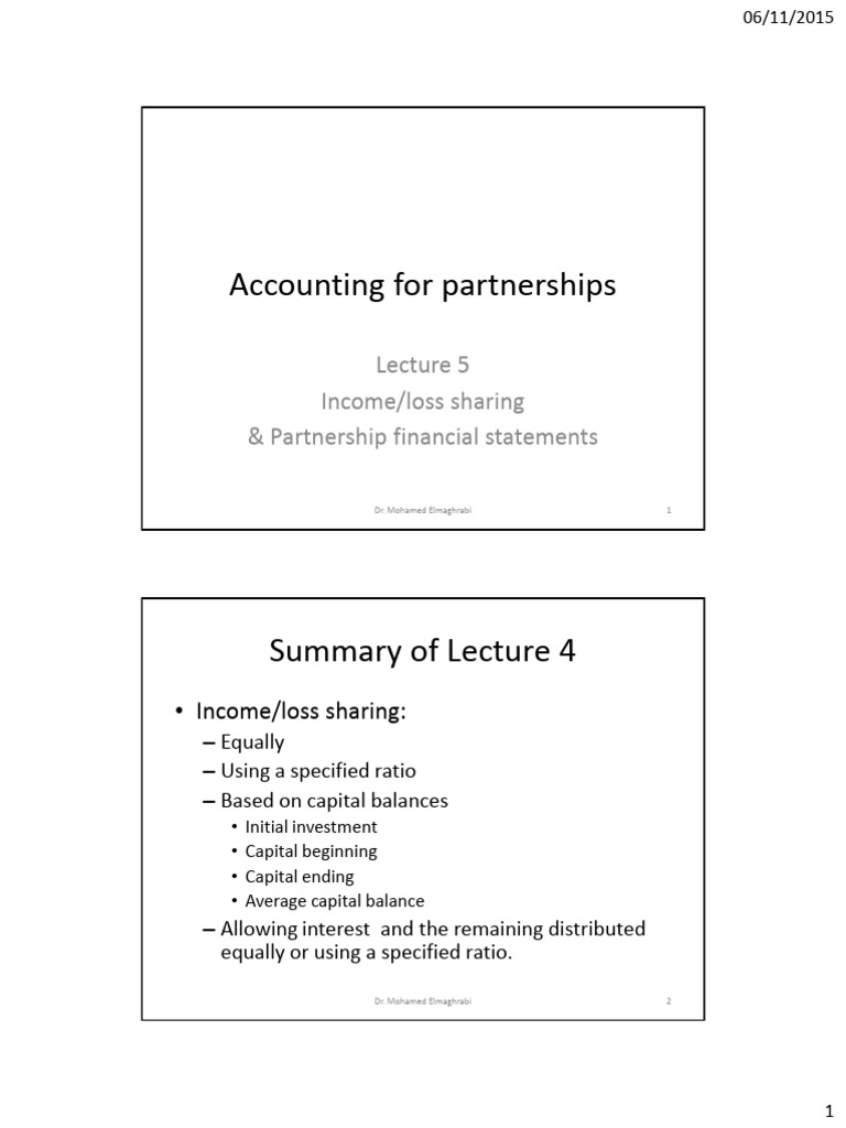 Lecture 5 - Accounting For Partnerships | PDF | Income | Partnership