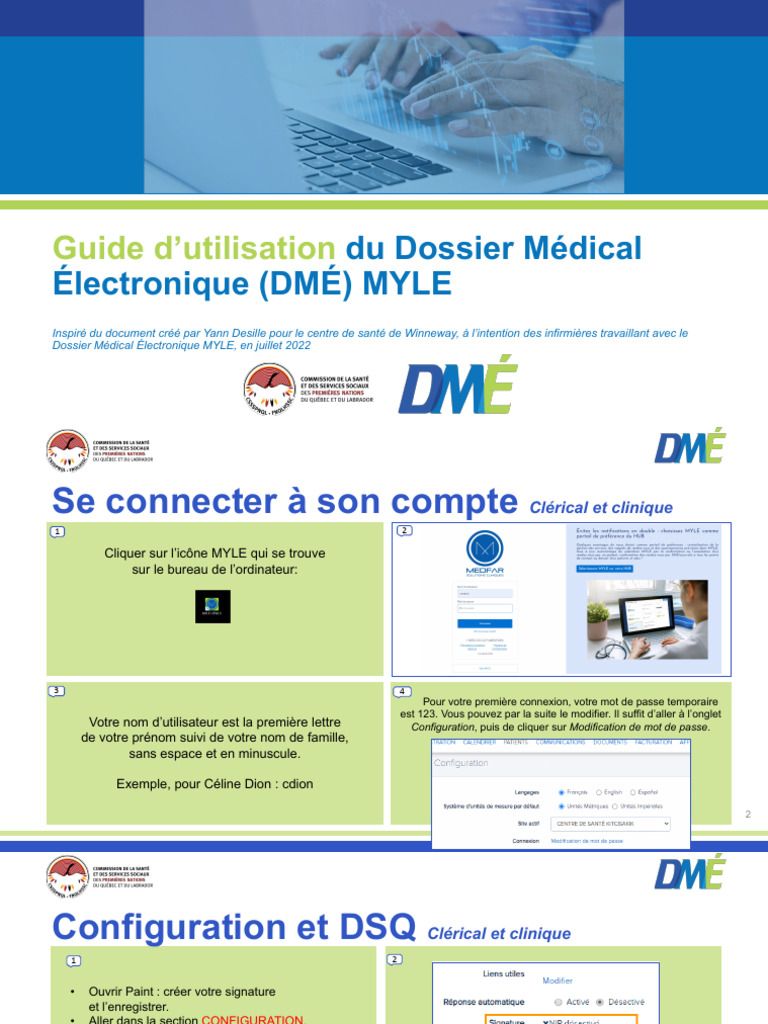 Guide d'utilisation du DMÉ MYLE | PDF | Ordonnance médicale | Allaitement