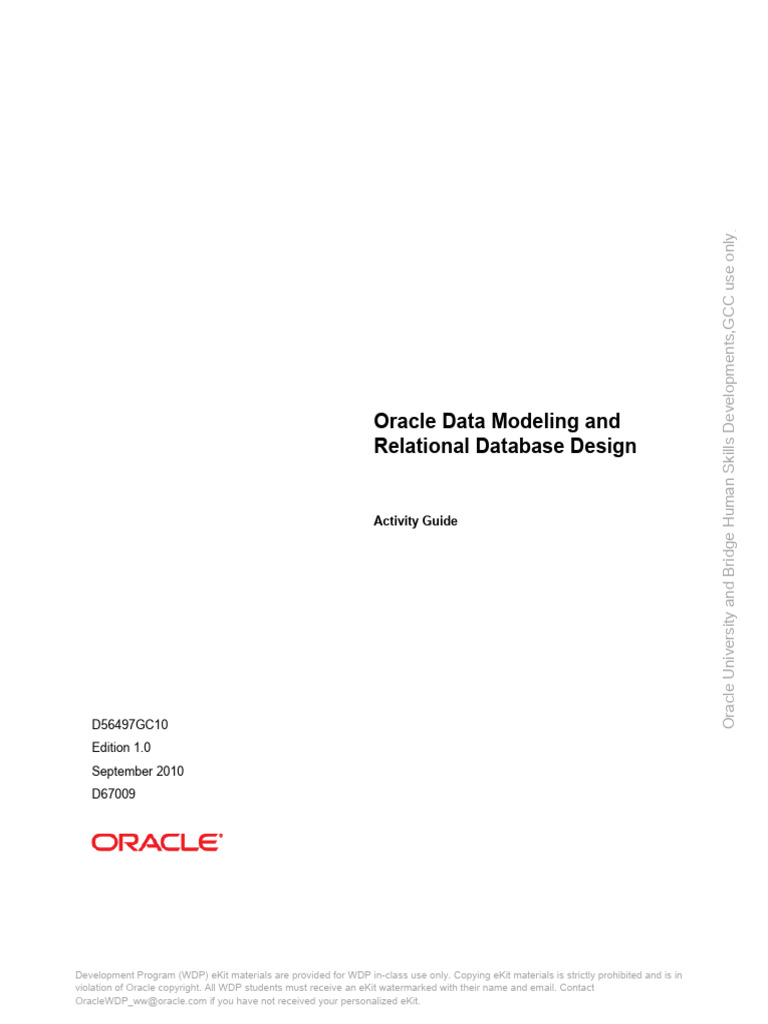 Oracle Data Modeling and Relational Database Design - 9-2010 - Activity ...