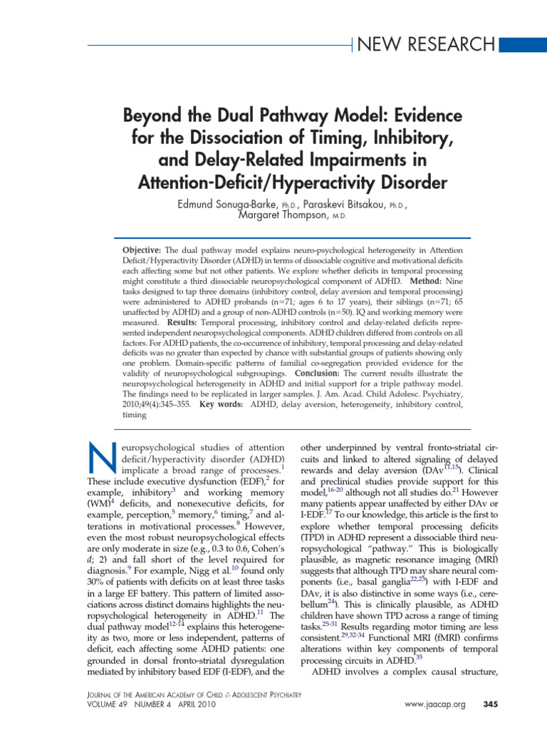 ADHD: Exploring a Triple Pathway Model | PDF | Attention Deficit ...