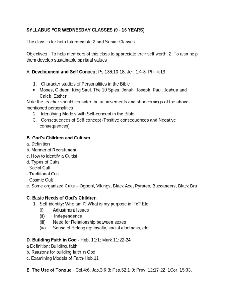 Wednesday Classes Syllabus for Ages 1-16 | PDF | Clef | Scale (Music)