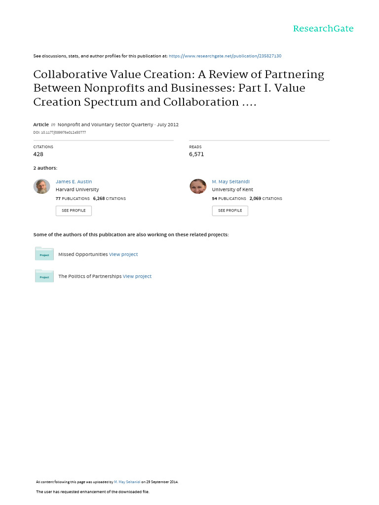 Collaborative Value Creation in Nonprofits | PDF | Corporate Social ...