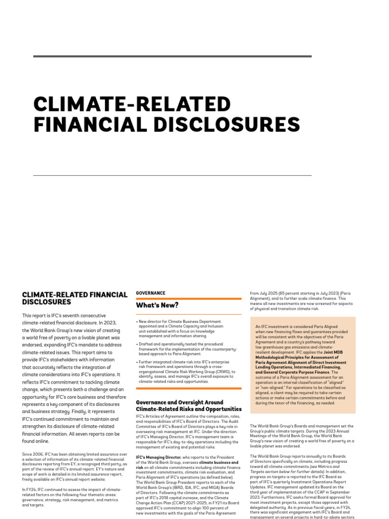 IFC Climate Financial Disclosures 2023 | PDF | International Finance ...