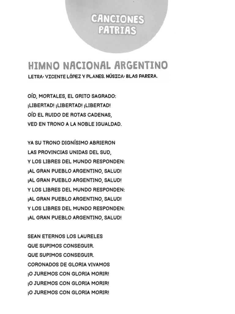 Himno a la Libertad y la Patria Argentina | PDF