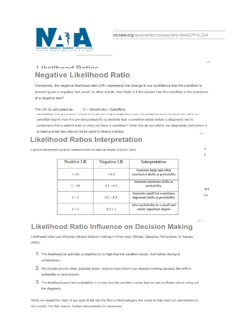 Likelihood Ratio Interpretation | PDF