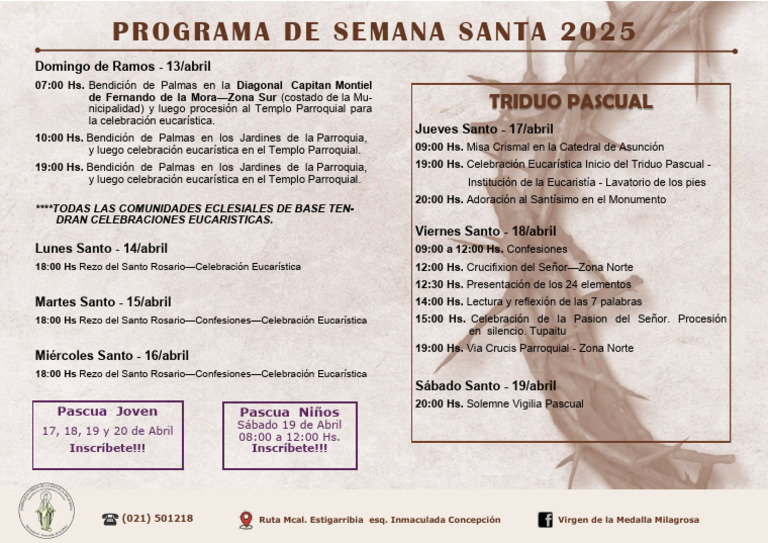 Programa de Semana Santa 2025 | PDF | Pascua de Resurrección | Prestado