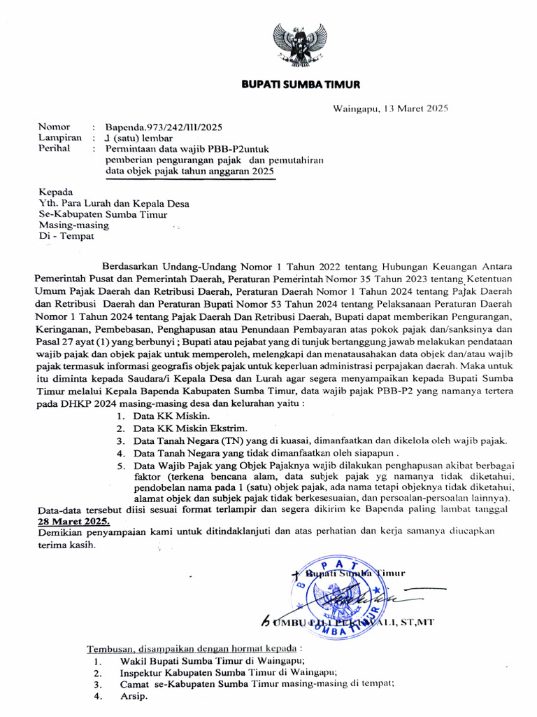 Permintaan Data Pengurangan Pbb P2 Pdf