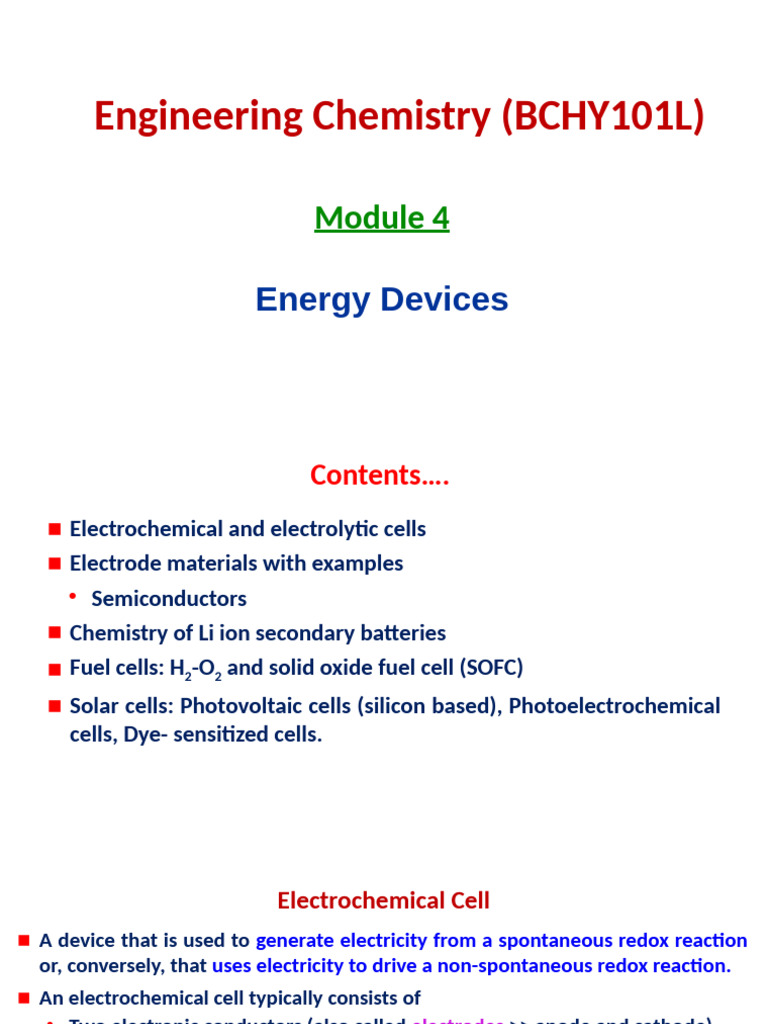 Energy Devices in Engineering Chemistry | PDF | Lithium Ion Battery ...