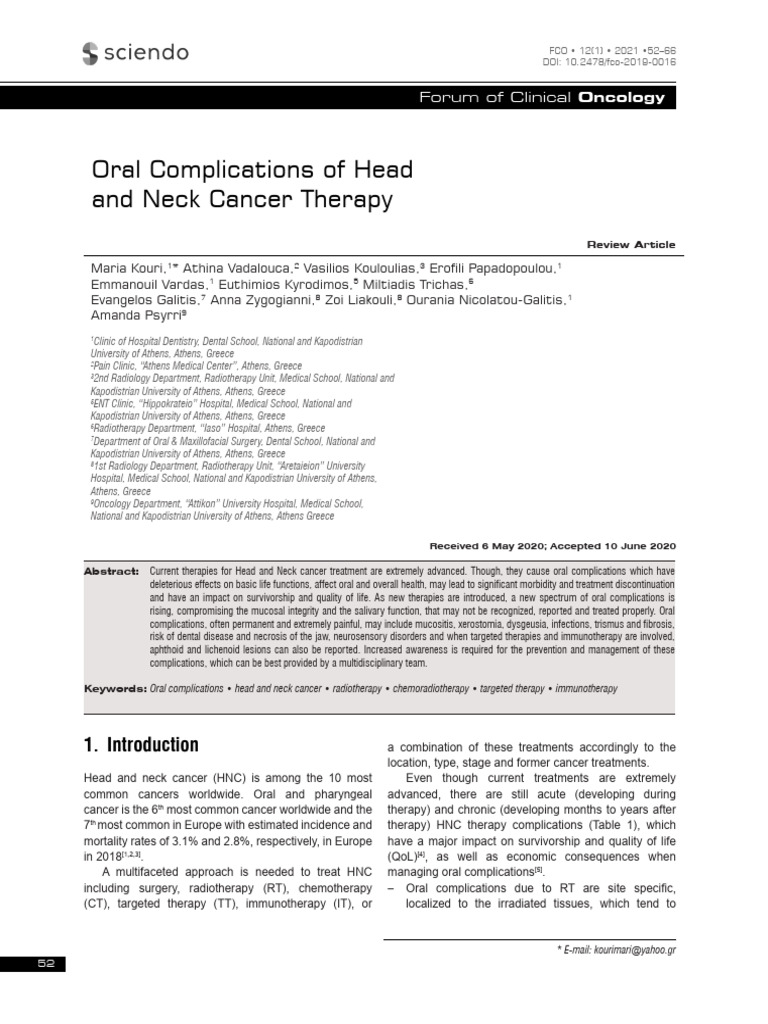 Oral Complications of Head and Neck Cancer | PDF | Chemotherapy ...