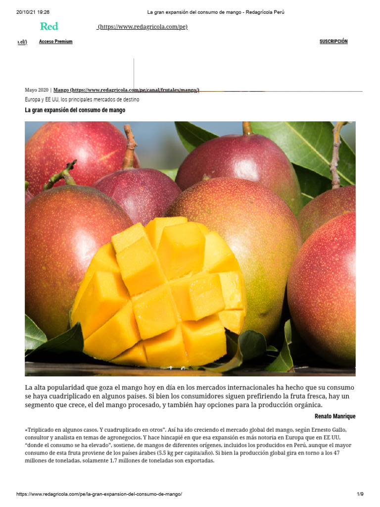 Crecimiento del consumo de mango global | PDF | Mango | Perú