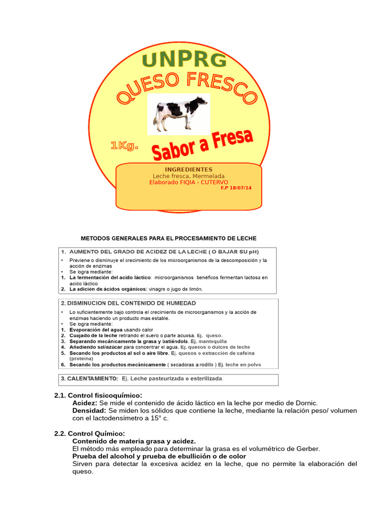 Control de calidad en queso fresco | PDF | Leche | Queso