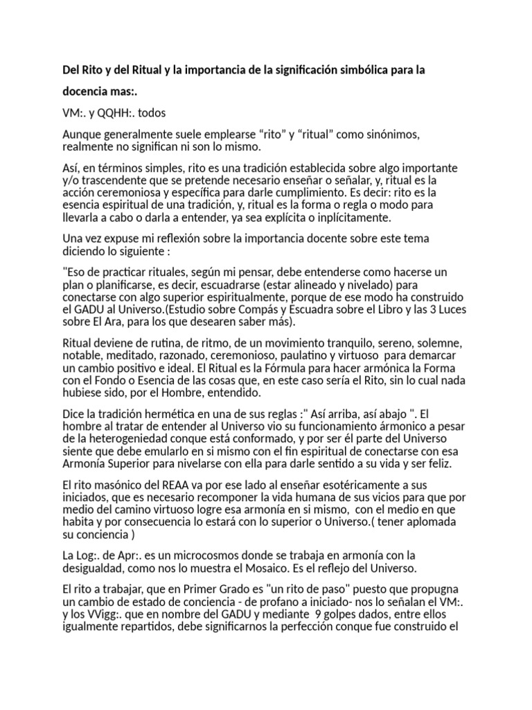 Coment - Rito y Ritual | PDF | Rituales | Esencia