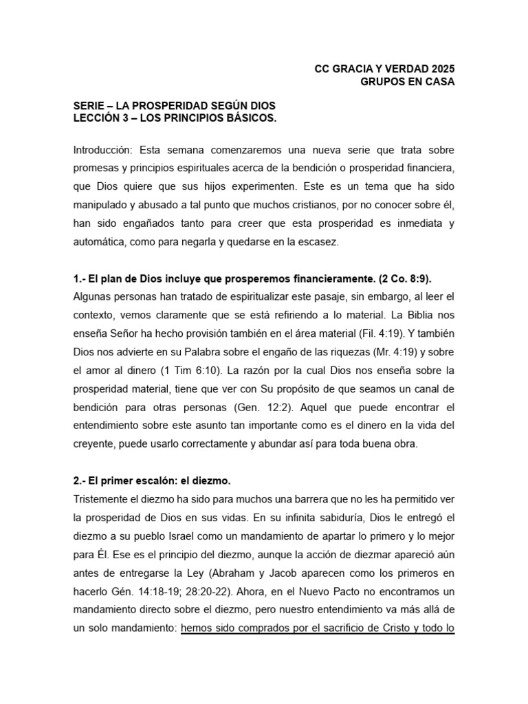 LA PROSPERIDAD SEGÚN DIOS Lección 1 | PDF | Diezmo | Dios