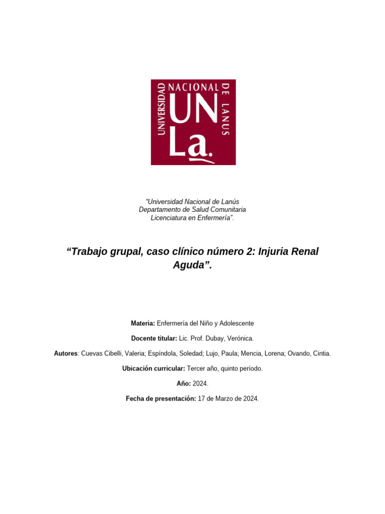 Injuria Renal Aguda en Pediatría: Guía Completa | PDF | Creatinina | Riñón