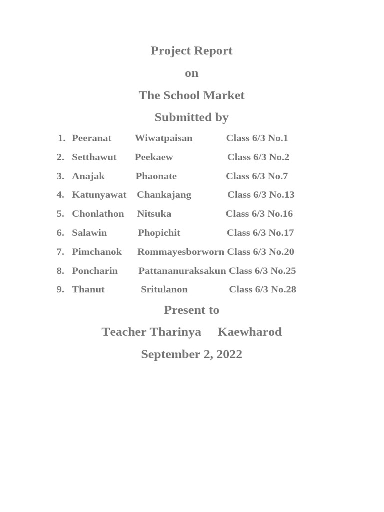 Project Report On School Market | PDF