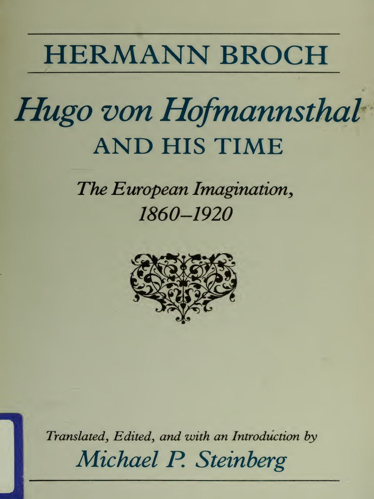 Broch's Analysis of Hofmannsthal's Era PDF Immanuel Kant Noumenon