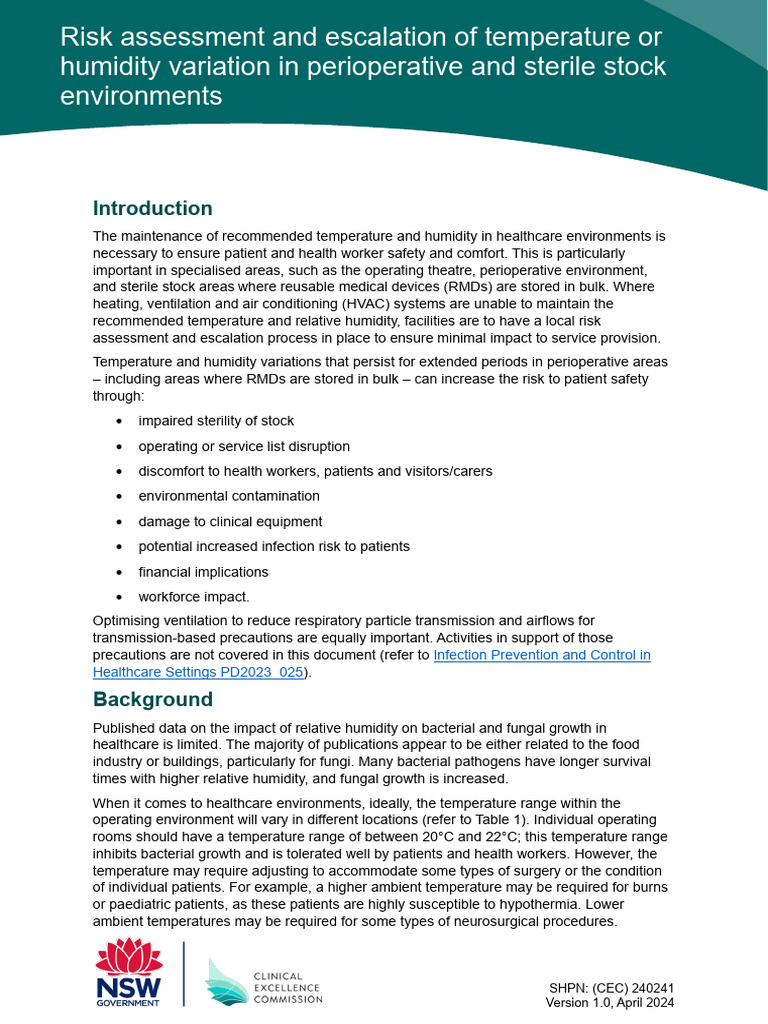 Temperature and Humidity Risk Assessment | PDF | Humidity ...