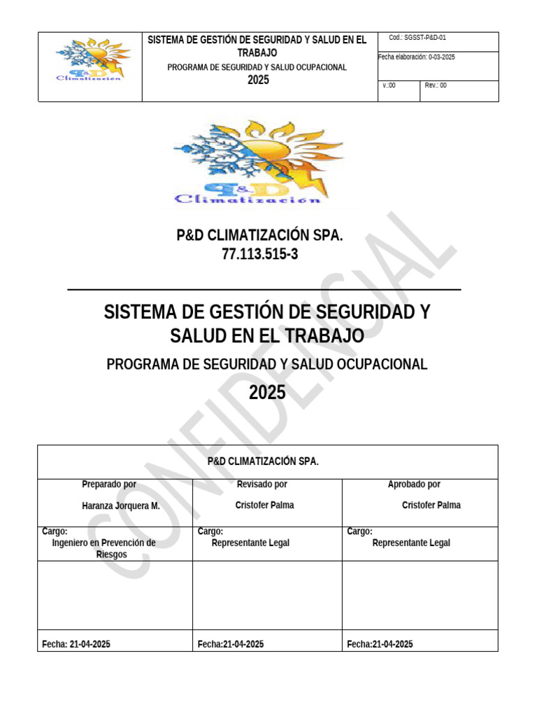 Programa de Seguridad y Salud 2025 | PDF | Seguridad y salud ...
