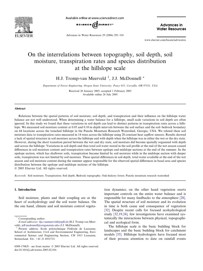 Hillslope Soil Moisture and Transpiration Dynamics | PDF | Soil ...