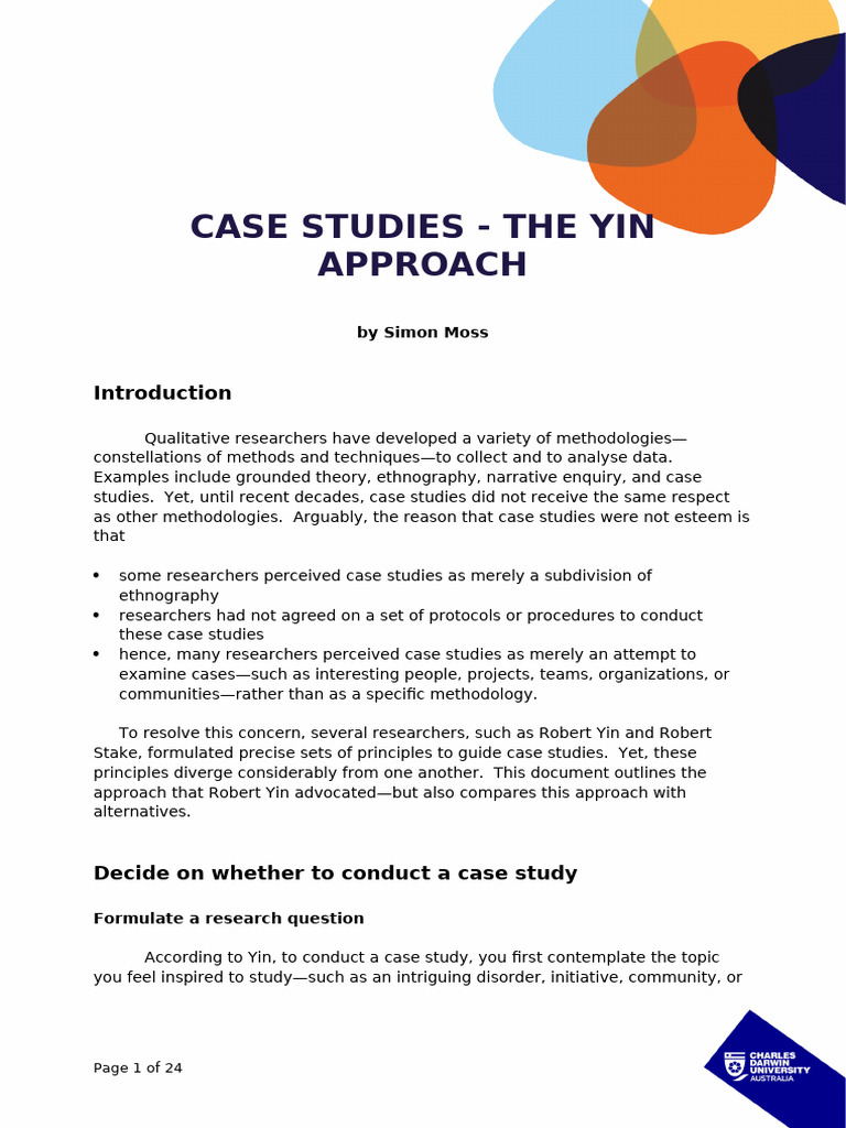Introduction To Case Studies - The Yin Approach | PDF | Methodology ...