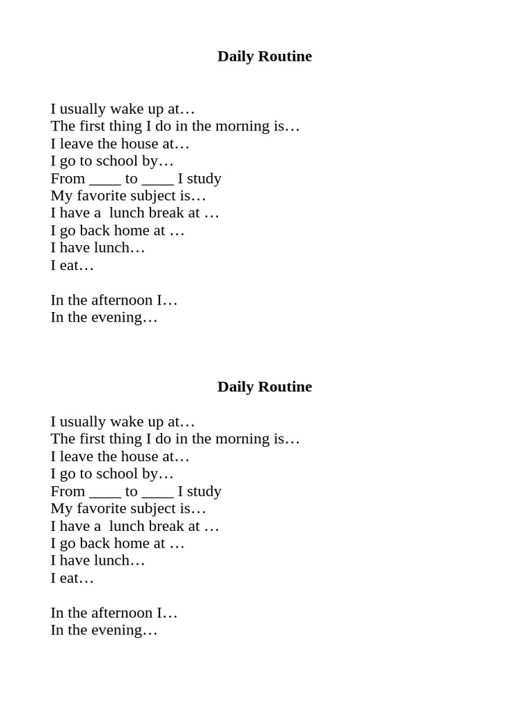 Morning Daily Routine Overview | PDF