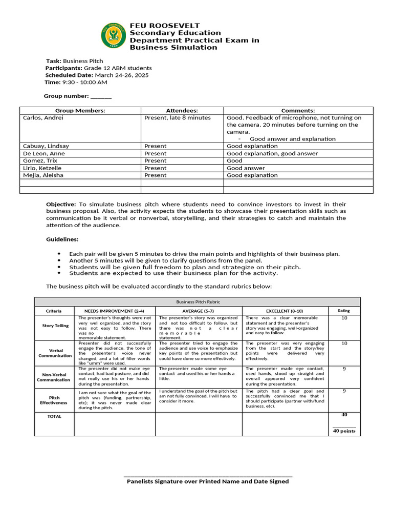 3rd GP Practical Exam in Business Simulation | PDF | Nonverbal ...