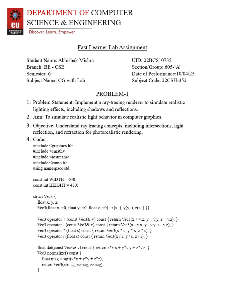CG Lab Assignement | PDF | Rendering (Computer Graphics) | Computer ...
