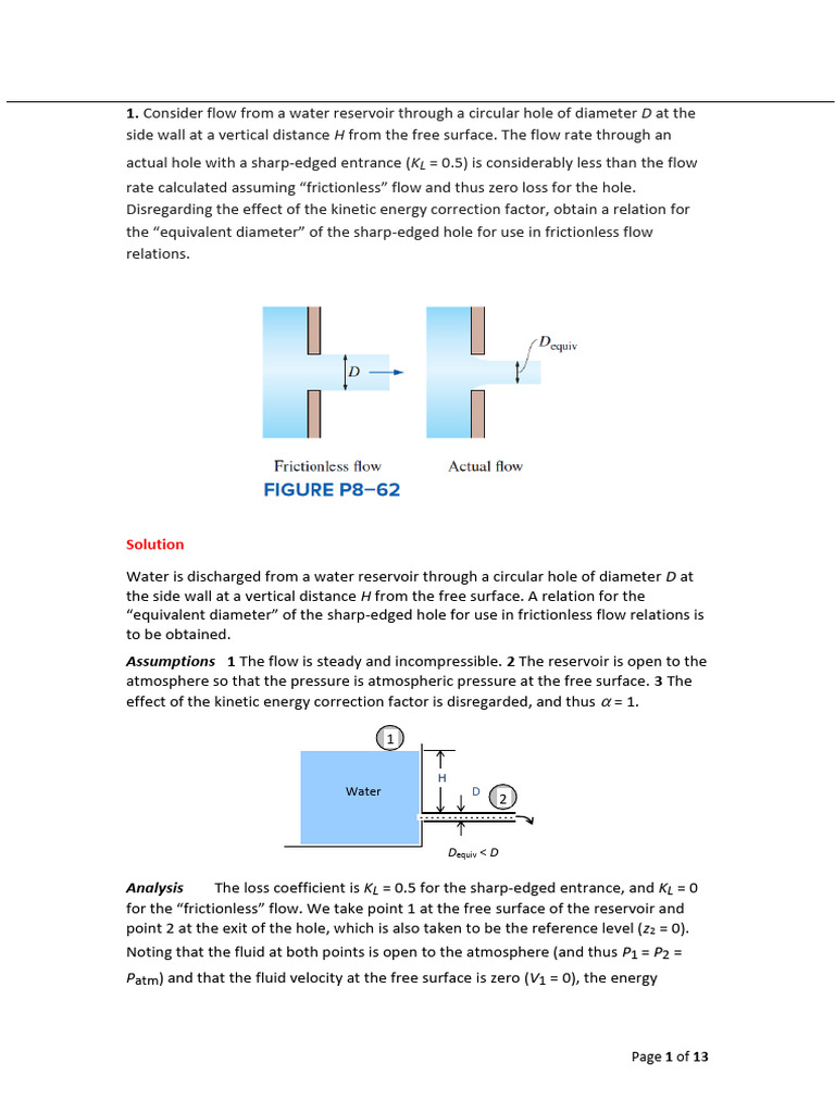 Tutorial Lecture+8+&+9+Solutions | PDF | Fluid Dynamics | Pressure