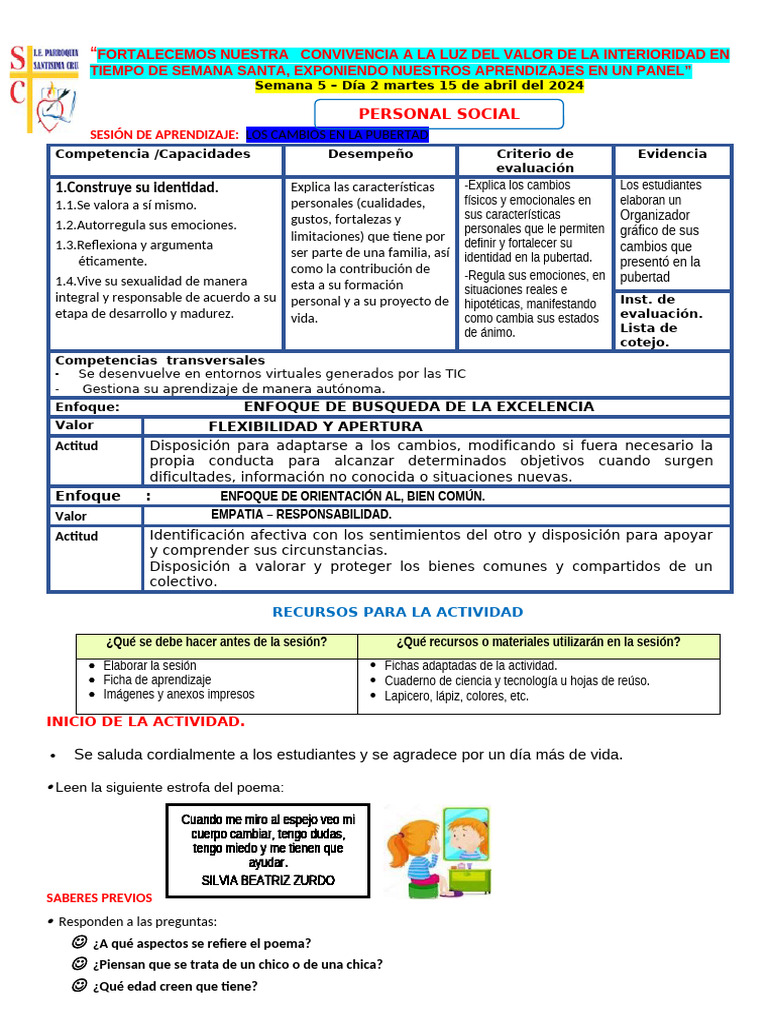 Dia 2 Semana 5 - 2025 Personal Social | PDF | Las emociones | Estrés ...