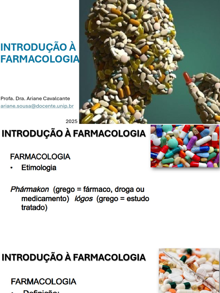 Introdução à Farmacologia 2025 | PDF | Farmacologia | Sistema de saúde