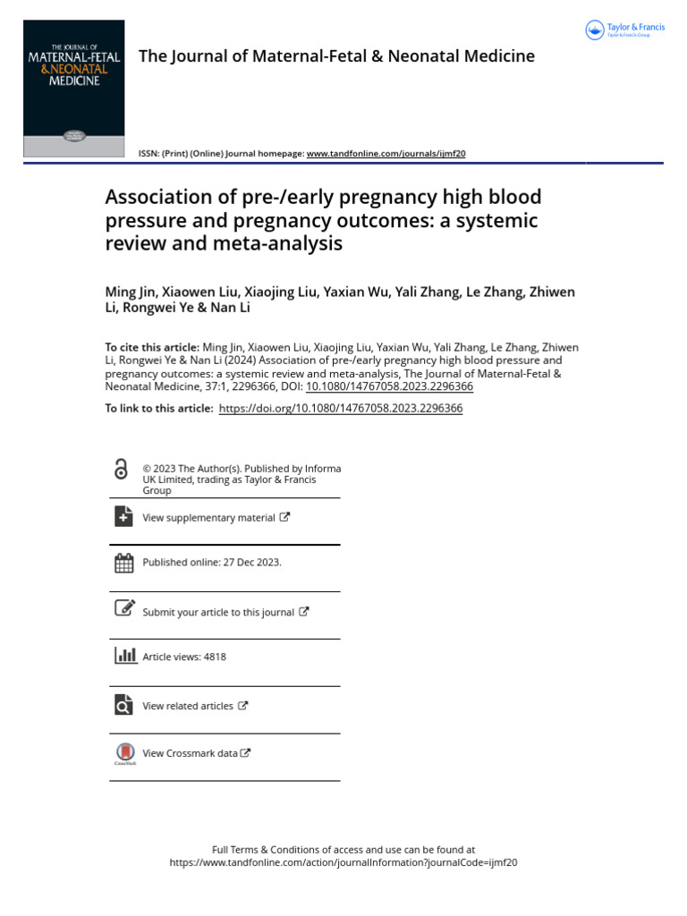 High Blood Pressure and Pregnancy Outcomes | PDF | Pregnancy ...