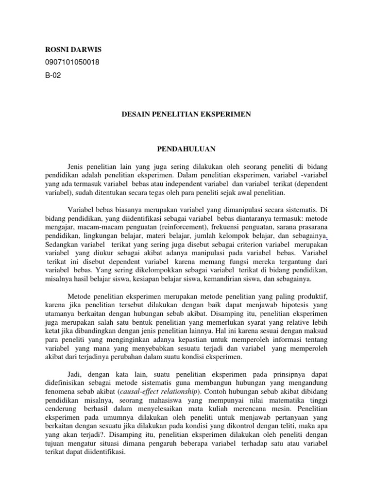 Jurnal Desain Penelitian Eksperimen Pdf