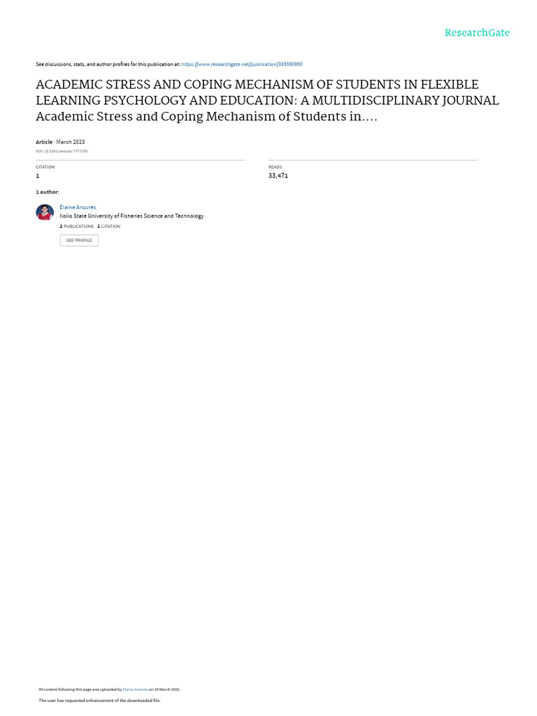 Coping Mechanisms for Academic Stress | PDF | Stress (Biology ...