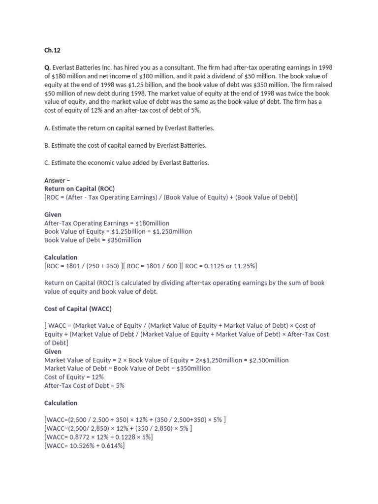 Equity Cost of Capital Analysis | PDF | Cost Of Capital | Capital Asset ...