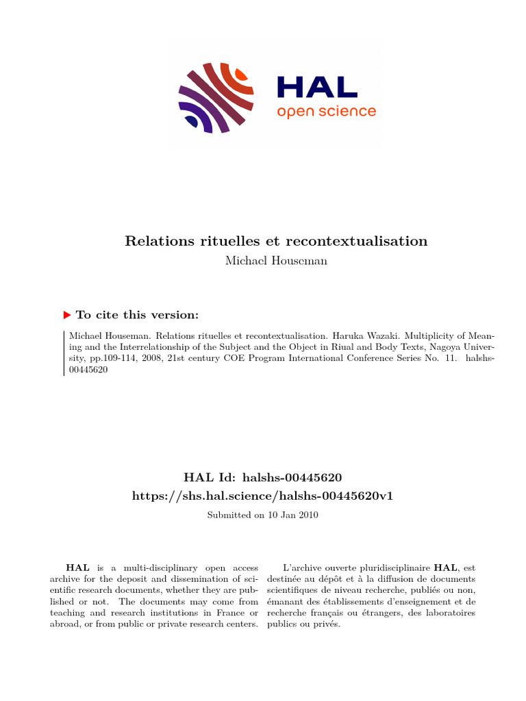 Relations rituelles et recontextualisation | PDF | Émotions