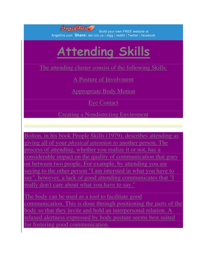 Attending Skills | PDF | Psychotherapy | Attention