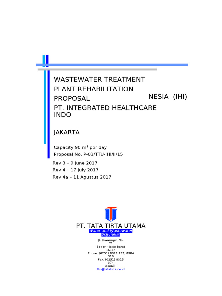 Wastewater Treatment Plant Rehab Proposal | PDF | Sewage Treatment ...