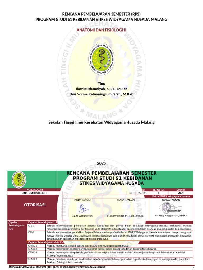 RPS Anatomi Fisiologi II Kebidanan | PDF
