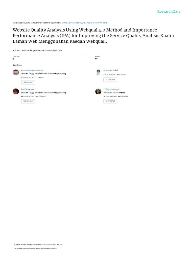 Website Quality Analysis with WebQual 4.0 | PDF | Usability | Websites