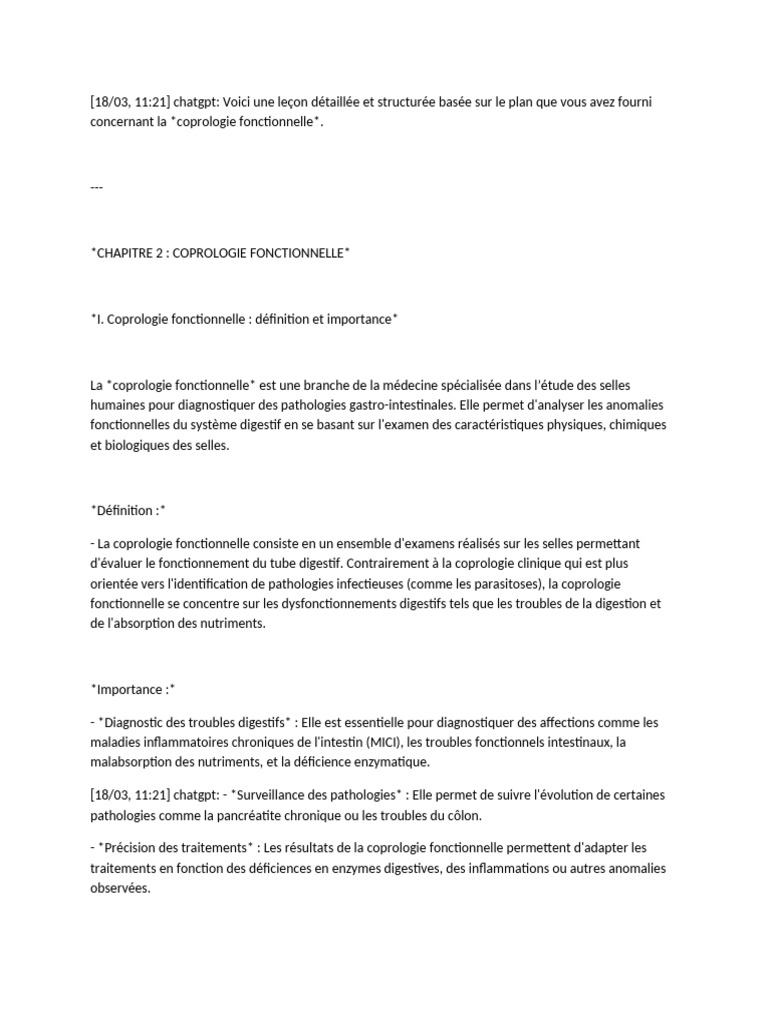 Coprologie fonctionnelle : diagnostic digestif | PDF | Matière fécale ...