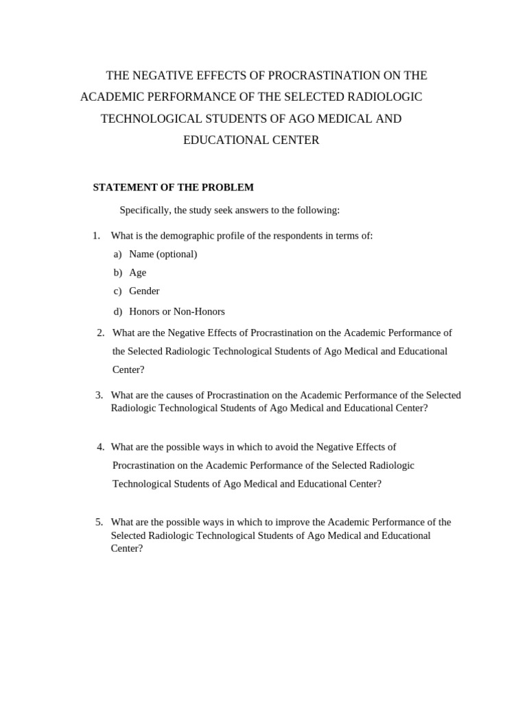 Procrastination's Impact on Radiologic Students | PDF | Procrastination ...