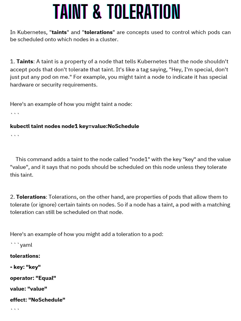 Understanding K8s Taints and Tolerations | PDF | Computing | Computer ...