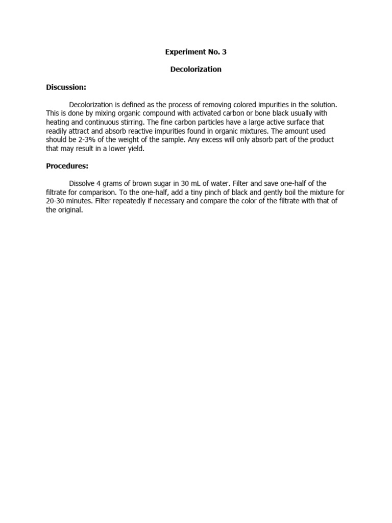 Decolorization Process in Organic Chemistry | PDF