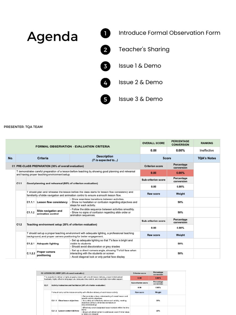 Formal Observation Form for Teaching Issues | PDF